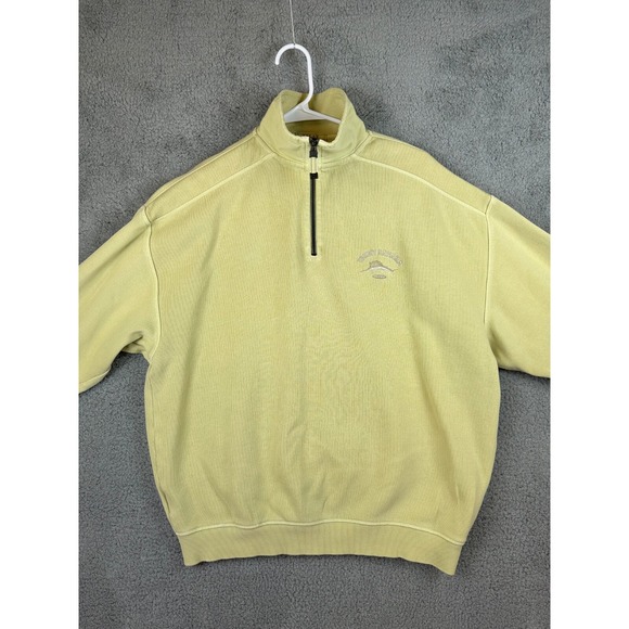 Vintage Tommy Bahama Relax 1/4 Zip Sweater Men Sz Med Yellow Pullover Sweatshirt